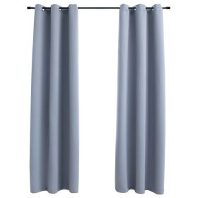 Blackout Curtains with Rings 2 pcs Gray 37"x84" Fabric
