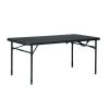 4 Foot Fold-In-Half Adjustable Table, Rich Black