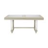 Glamorous Style Trestle Dining Table 1pc Glass Insert Top Decor Extension Leaf Champagne Finish Dining Room Furniture