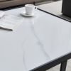 Minimalism Square coffee table; Black metal frame with sintered stone tabletop
