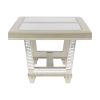 Glamorous Style Trestle Dining Table 1pc Glass Insert Top Decor Extension Leaf Champagne Finish Dining Room Furniture