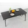 4 Foot Fold-In-Half Adjustable Table, Rich Black