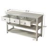 Console Table with Wood Frame and Legs; Sofa Table Entryway Table with 3 Drawers and 2 Open Shelves Antique White