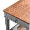 Retro End Table, Vintage Coffee Table with Drawers, For Living Room, Bedroom, Gray