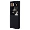 Sutton 2-Door Bookcase, Storage with Multi-Level Shelves and Double Door Design
