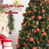 7ft Pre-lit Christmas Hinged Tree with Red Berries and Ornaments