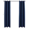 Blackout Curtains with Rings 2 pcs Navy Blue 37"x63" Fabric