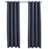 Blackout Curtains with Rings 2 pcs Anthracite 54"x63" Fabric
