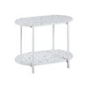 End Table 24" 2-Tiers Oval Nightstand, Modern Marble Small Table Coffee Tea Sofa Table for Living Room Indoor Balcony