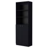 Sutton 2-Door Bookcase, Storage with Multi-Level Shelves and Double Door Design