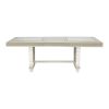 Glamorous Style Trestle Dining Table 1pc Glass Insert Top Decor Extension Leaf Champagne Finish Dining Room Furniture