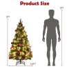 7ft Pre-lit Christmas Hinged Tree with Red Berries and Ornaments