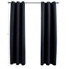 Blackout Curtains with Rings 2 pcs Black 37"x95" Fabric