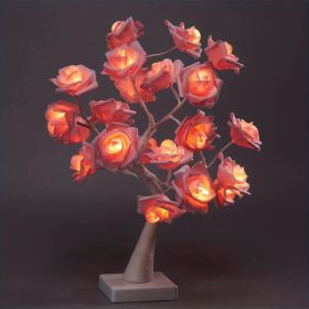 45cm/17.72inch USB Plug LED Thanksgiving Valentine's Day Rose Decoration Lamp, Party Scene Lighting Tree (Color: PINK)