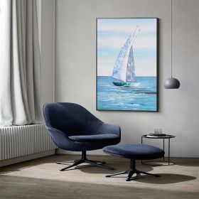 Hand Painted Large Abstract Sailboat Canvas Wall Art Original Nautical Oil Painting On Canvas Modern Seascape Wall Art For Living Room Bedroom Decor (size: 80x120cm)