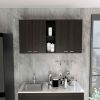 Winslow 150" Wall Cabinet, Four Doors, Two Divisions, Two Shelves, Black