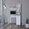 Rumford Computer Desk with Hutch and 3-Tier Storage Shelves, White