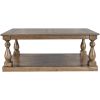 Rustic Floor Shelf Coffee Table with Storage; Solid Pine Wood