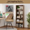 23.5 x 9.5 x 67 Inch 5-Shelf Multi-Functional Wood Bookcase for Home Office