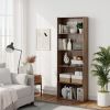 23.5 x 9.5 x 67 Inch 5-Shelf Multi-Functional Wood Bookcase for Home Office