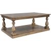 Rustic Floor Shelf Coffee Table with Storage; Solid Pine Wood