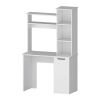Rumford Computer Desk with Hutch and 3-Tier Storage Shelves, White