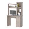 Rumford Computer Desk with Hutch and 3-Tier Storage Shelves, White