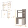 Rumford Computer Desk with Hutch and 3-Tier Storage Shelves, White