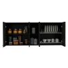 Winslow 150" Wall Cabinet, Four Doors, Two Divisions, Two Shelves, Black