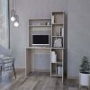 Rumford Computer Desk with Hutch and 3-Tier Storage Shelves, White