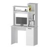 Rumford Computer Desk with Hutch and 3-Tier Storage Shelves, White