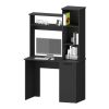 Rumford Computer Desk with Hutch and 3-Tier Storage Shelves, White