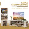 Wooden TV Stand with 8 Open Shelves for TVs up to 65 Inch Flat Screen