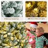 6/7 Feet Pre-lit Snow Flocked Christmas Tree with Metal Stand