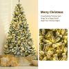 6/7 Feet Pre-lit Snow Flocked Christmas Tree with Metal Stand