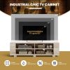 Wooden TV Stand with 8 Open Shelves for TVs up to 65 Inch Flat Screen