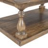 Rustic Floor Shelf Coffee Table with Storage; Solid Pine Wood