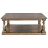 Rustic Floor Shelf Coffee Table with Storage; Solid Pine Wood