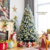 6/7 Feet Pre-lit Snow Flocked Christmas Tree with Metal Stand