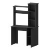 Rumford Computer Desk with Hutch and 3-Tier Storage Shelves, White
