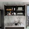 Winslow 150" Wall Cabinet, Four Doors, Two Divisions, Two Shelves, Black