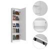 Ruan XL Shoe Rack, Mirror, Five Interior Shelves, Single Door Cabinet, Black