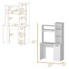 Rumford Computer Desk with Hutch and 3-Tier Storage Shelves, White