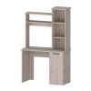 Rumford Computer Desk with Hutch and 3-Tier Storage Shelves, White