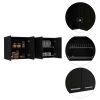 Winslow 150" Wall Cabinet, Four Doors, Two Divisions, Two Shelves, Black
