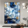 Handmade Oil Painting Canvas Wall Art Decorative Abstract Knife Painting Landscape Blue For Home Decor Rolled Frameless Unstretched Painting