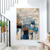 Handmade Oil Painting Canvas Wall Art Decorative Abstract Knife Painting Landscape Blue For Home Decor Rolled Frameless Unstretched Painting