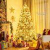 6/7 Feet Pre-lit Snow Flocked Christmas Tree with Metal Stand