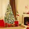 6/7 Feet Pre-lit Snow Flocked Christmas Tree with Metal Stand