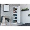 Ruan XL Shoe Rack, Mirror, Five Interior Shelves, Single Door Cabinet, Black